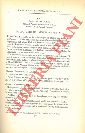 Bild des Verkufers fr Ricerche sulla fauna appenninica. Plecotteri dei Monti Picentini. zum Verkauf von Libreria Piani