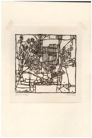 Garten auf Elba. [Signierter Original-Linolschnitt / signed original linocut].