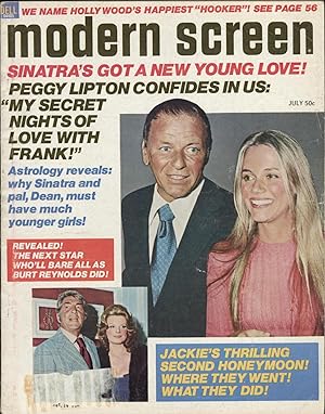 Immagine del venditore per Modern Screen: Vol. 66, No. 7 (July 1972): Frank Sinatra, Peggy Lipton, Dean Martin, Ryan O'Neal, Barbara Streisand, Sonny & Cher, Clint Eastwood, Elena Verdugo, Flip Wilson, Tom Jones, Jackie Onassis, Burt Reynolds, Dustin Hoffman, Jane Fonda and More venduto da Katsumi-san Co.