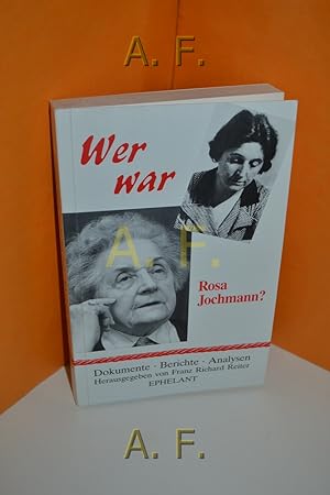 Bild des Verkufers fr Wer war Rosa Jochmann? (Dokumente, Berichte, Analysen 9) zum Verkauf von Antiquarische Fundgrube e.U.