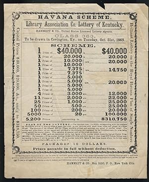 Broadside for Havana Scheme Drawing, Library Association Co. Lottery of Kentucky, to Be Drawn in ...