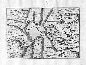 Bild des Verkufers fr Doullans" - Doullens Somme France Frankreich Karte map gravure plan zum Verkauf von Antiquariat Steffen Vlkel GmbH