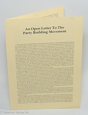 An open letter to the party building movement