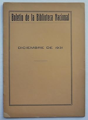 Boletín de la Biblioteca Nacional, Diciembre de 1931