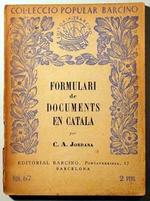 Imagen del vendedor de FORMULARI DE DOCUMENTS EN CATAL - Barcino 1931 a la venta por Llibres del Mirall