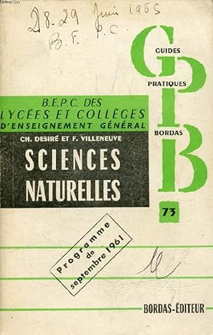 Bild des Verkufers fr SCIENCES NATURELLES AU BEPC zum Verkauf von Le-Livre