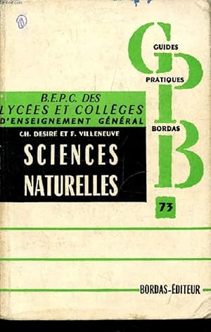 Bild des Verkufers fr SCIENCES NATURELLES AU BEPC zum Verkauf von Le-Livre