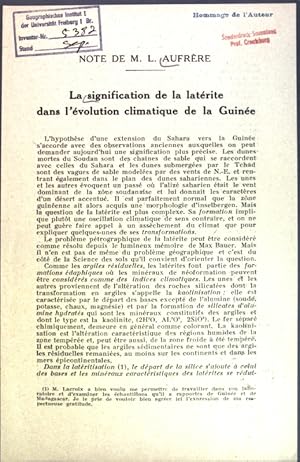 Seller image for La signification de la latrite dans l'volution climatique de la Guine; for sale by books4less (Versandantiquariat Petra Gros GmbH & Co. KG)