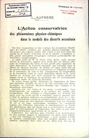 Seller image for L'Action conservatrice des phnomnes physico-chimiques dans le model des dserts accentus; for sale by books4less (Versandantiquariat Petra Gros GmbH & Co. KG)