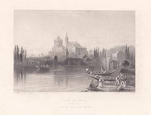 View of Thun, Kanton Bern, Stahlstich um 1850 von H. Wallis nach W.H. Bartlett, Blattgröße: 19,5 ...