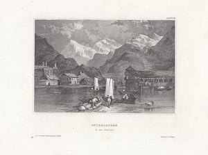 Interlaken, Interlaken-Oberhasli, Kanton Bern, Alpen, Stahlstich um 1850 aus dem bibliographische...