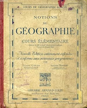 Imagen del vendedor de NOTIONS DE GEOGRAPHIE, COURS ELEMENTAIRE, CLASSES DE 10e ET DE 9e a la venta por Le-Livre