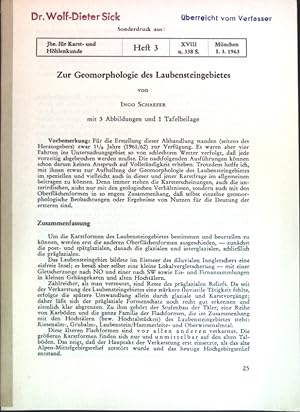 Bild des Verkufers fr Zur Geomorphologie des Laubensteingebietes; zum Verkauf von books4less (Versandantiquariat Petra Gros GmbH & Co. KG)