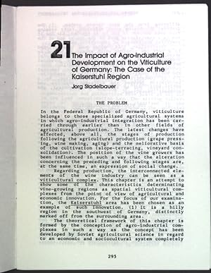 Seller image for The Impact of Agro-industrial Development on the Viticulture of Germany: The Case of the Kaiserstuhl Region; for sale by books4less (Versandantiquariat Petra Gros GmbH & Co. KG)