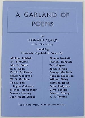 Imagen del vendedor de A Garland of Poems for Leonard Clark on his 75th Birthday a la venta por Jeff Hirsch Books, ABAA