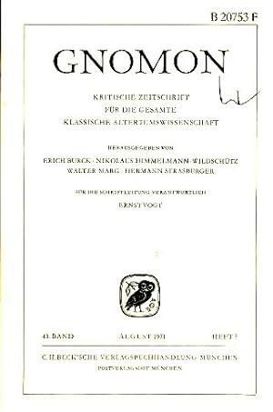 Heft 5; 43. Band. Gnomon. 1971. Kritische Zeitschrift für die gesamte Klassische Altertumswissens...