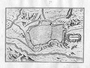 Bild des Verkufers fr Langres" - Langres Haute-Marne Frankreich Karte map engraving gravure zum Verkauf von Antiquariat Steffen Vlkel GmbH