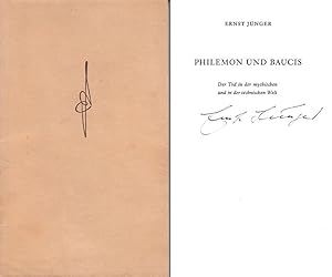 Image du vendeur pour Philemon und Baucis. Der Tod in der mythischen und in der technischen Welt. : "Als Privatdruck fr die Freunde Ernst Jngers erschienen im Ernst Klett Verlag, Stuttgart Weihnachten 1972" (Impressum). mis en vente par Antiquariat Richard Husslein