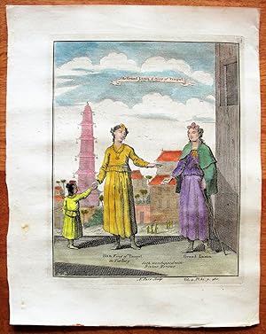 Antique Copperplate Engraving. The Grand Lama and King of Tangus