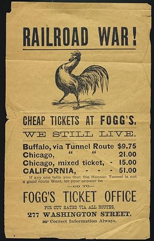 Railroad War! Advertisement for Fogg's Ticket Office in Boston