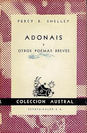 Imagen del vendedor de Adonais y otros poemas breves a la venta por LIBRERA LAS HOJAS