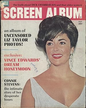 Seller image for Screen Album Magazine: No. 103 (May-July 1963): Elizabeth Taylor, Richard Chamberlain, Vince Edwards, Connie Stevens, Cary Grant, Doris Day, Paul Anka, Sandra Dee, Ann-Margret, Natalie Wood, Connie Francis, Diane McBain, Annette Funicello, Hayley Mills for sale by Katsumi-san Co.