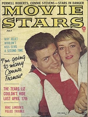 Seller image for Movie Stars: Vol. 14, No. 3 (July 1961): Roger Smith, Vicki Shaw, Pernell Roberts, Connie Stevens, Juliet Prowse, Elvis Presley, connie Francis, Elizabeth Taylor, Michael Landon, Pat Boone, Barbara Eden, Van Williams, Sandra Dee, Doug McClure . for sale by Katsumi-san Co.