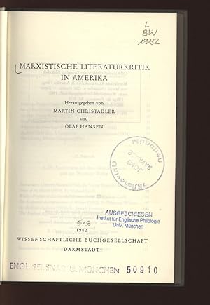 Seller image for Marxistische Literaturkritik in Amerika. for sale by Antiquariat Bookfarm