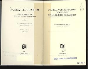 Seller image for Wilhelm von Humboldt's Conception of Linguistic Relativity. Junua linguarum. Studia memoriae Nicolai van Wijk dedicata. Series minor, Nr. LXV. for sale by Antiquariat Bookfarm