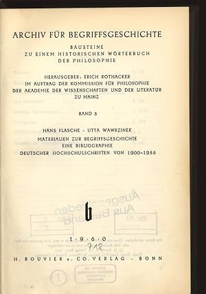 Materialien zur Begriffsgeschichte eine Bibliographie Deutscher Hochschulschriften von 1900-1955....