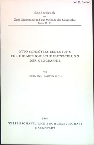 Imagen del vendedor de Otto Schlters Bedeutung fr die methodische Entwicklung der Geographie. a la venta por books4less (Versandantiquariat Petra Gros GmbH & Co. KG)