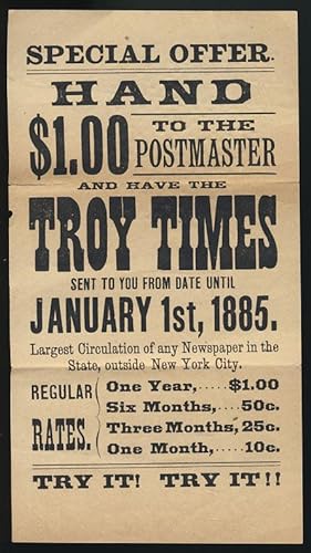 Advertisement Flyer for The Troy Times