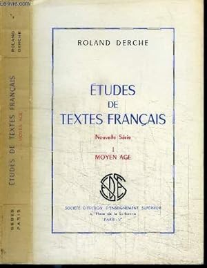 Seller image for ETUDES DE TEXTES FRANCAIS NOUVELLE SERIE n1 MOYEN-AGE for sale by Le-Livre