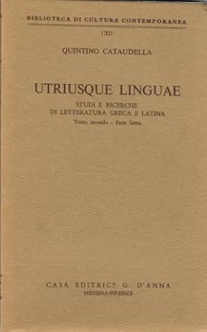 Immagine del venditore per Utriusque linguae. Studi e ricerche di letteratura greca e latina. Tomo II: Parte latina. venduto da FIRENZELIBRI SRL