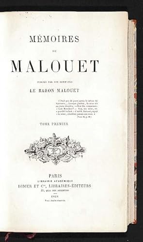 Seller image for Mmoires de Malouet publis par son petit-fils, le baron Malouet. 2 vol. for sale by Librairie Lettres Slaves - Francis