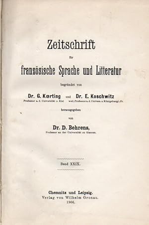 Imagen del vendedor de Band 29.Jahr 1906 (Abhandlungen,Referate und Rezensionen)2 Bnde a la venta por Clivia Mueller