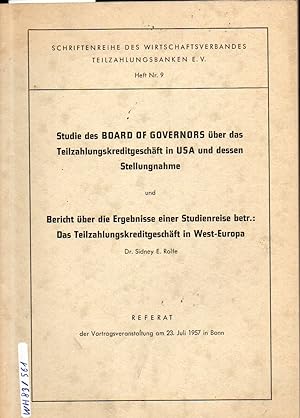 Seller image for Studie des BOARD OF GOVERNORS ber das Teilzahlungskreditgeschft in for sale by Clivia Mueller