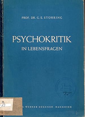 Imagen del vendedor de Psychokritik in Lebensfragen a la venta por Clivia Mueller