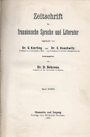 Imagen del vendedor de Band 33. Jahr 1908(Abhandlungen,Referate und Rezensionen)2 Bnde a la venta por Clivia Mueller