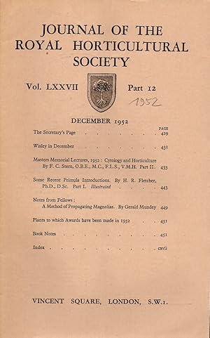 Imagen del vendedor de Volume LXXVII. Part 12 December 1952 a la venta por Clivia Mueller