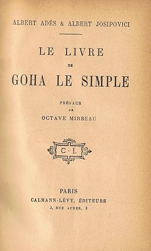 Imagen del vendedor de LE LIVRE DE GOHA LE SIMPLE. a la venta por Librera Torren de Rueda