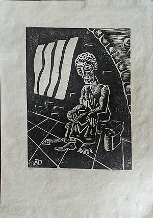 Joseph in Prison (an original signed woodcut by Arthur C. Danto)