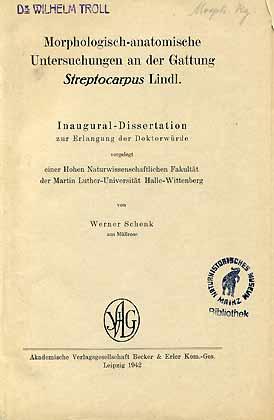 Bild des Verkufers fr Morphologisch-anatomische Untersuchungen an der Gattung Streptocarpus Lindl. zum Verkauf von ConchBooks