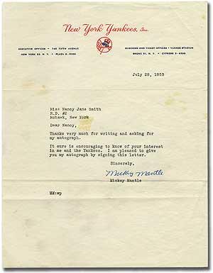 Typed Letter Signed ("Mickey Mantle")
