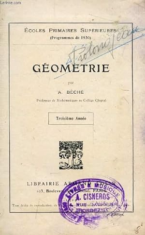Bild des Verkufers fr GEOMETRIE, 3e ANNEE, E.P.S. zum Verkauf von Le-Livre
