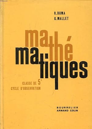 Bild des Verkufers fr MATHEMATIQUES, CLASSE DE 5e, CYCLE D'OBSERVATION zum Verkauf von Le-Livre