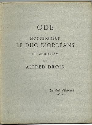 Seller image for Ode  Monseigneur le Duc d'Orlans in memoriam. for sale by pages volantes