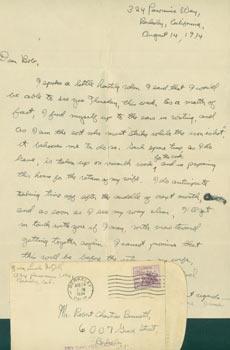 MSS letter Lincoln Fetzell to Robert Charles Bennett, August 15, 1934.