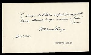 Autograph Quotation from Cavour Signed