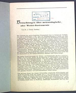 Imagen del vendedor de Betrachtungen ber meteorologische oder Wetterinstrumente; a la venta por books4less (Versandantiquariat Petra Gros GmbH & Co. KG)